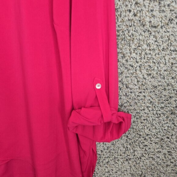 Susan Graver Top Womens Plus 22WP Pink Tunic Split Neck Semi Sheer Blouse Ladies - Picture 2 of 7